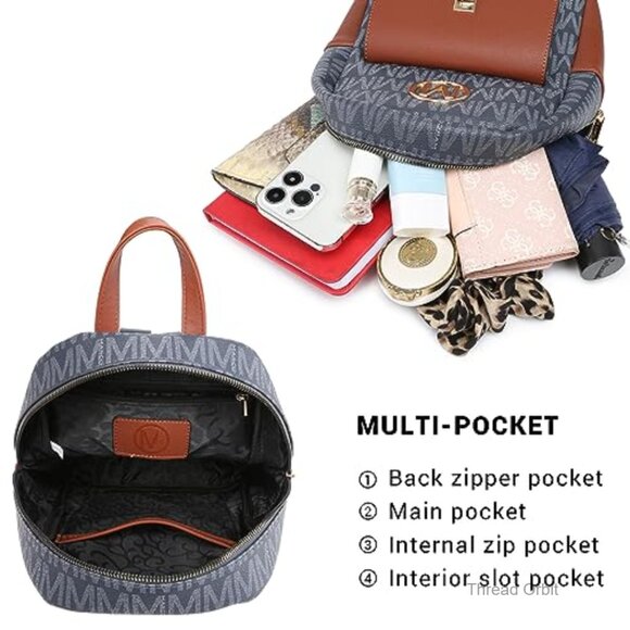 Small Faux Leather Backpack Purse with Adjustable Straps and Tassel Charm main image 6
